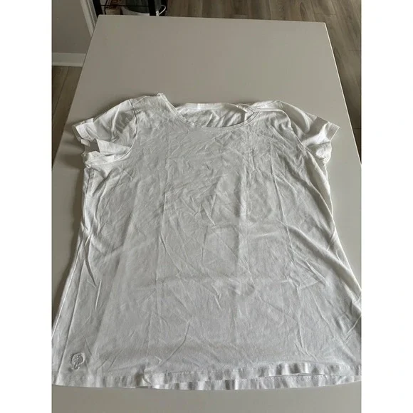 Lilly Pulitzer Womens White Embroidered Palm Tree Short Sleeve T Shirt Top XL - Picture 2 of 5